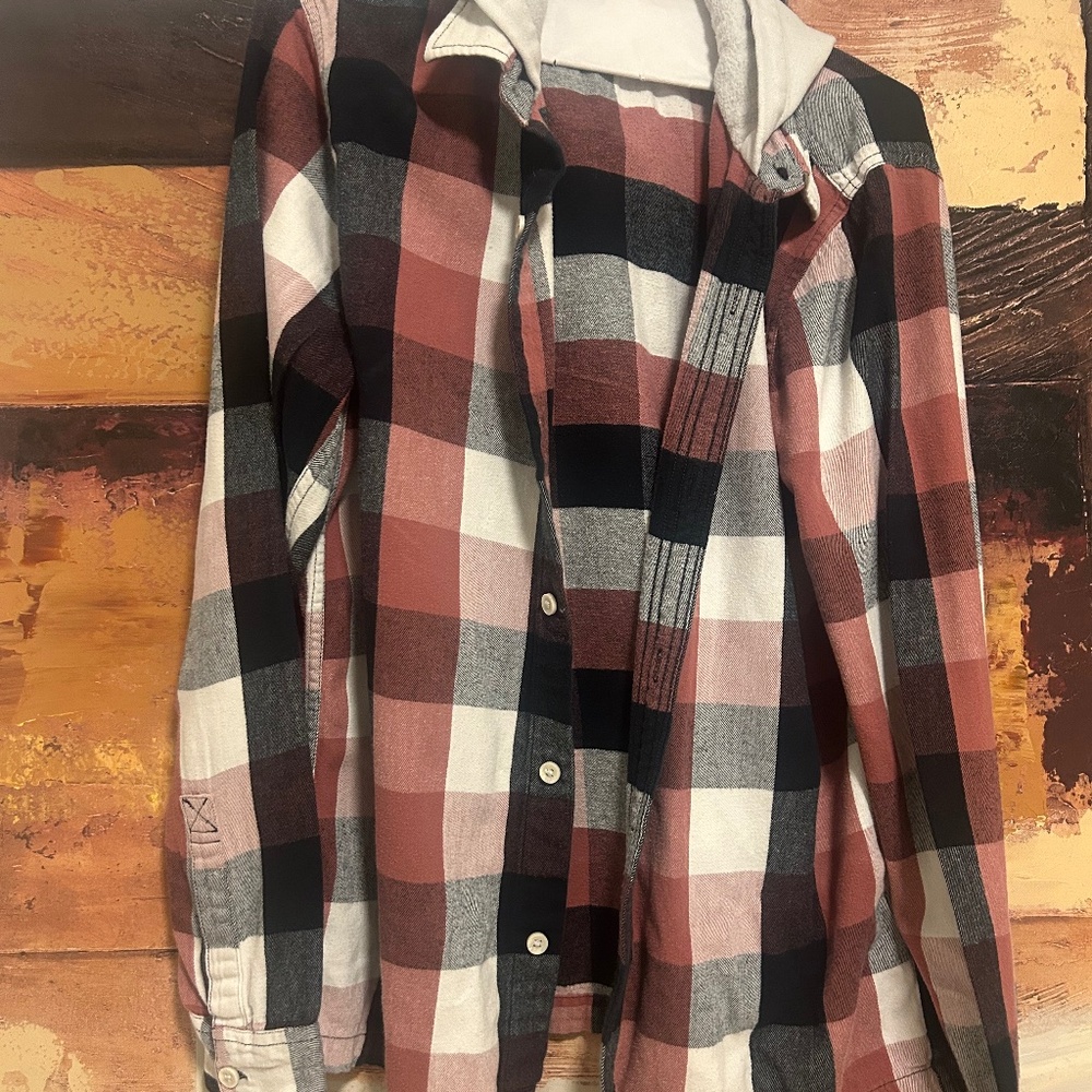 Men’s Medium Long Sleeve Button Hollister Shirt with Hoodie